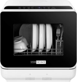 VIVOHOME 110V 840W Electric Portable Compact Countertop Small Dishwasher Machine with 5L Built in Water Tank