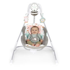  Ingenuity InLighten 5-Speed Baby Swing - Swivel Infant Seat, 5  Point Safety Harness, Nature Sounds, Lights - Nally Owl : Baby