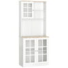 HOMCOM 72" Modern Kitchen Solid Storage Sideboard Cabinet w/Glass Doors White