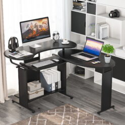 L-Shaped Computer Desk, Tribesigns Rotating Corner Desk & Modern Office Study Workstation, for Home Office or Living Room