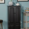 Versatile Wood 4-Door Floor Cabinet, Black