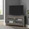 Woven Paths Modern Farmhouse Corner TV Stand for TVs up to 48", Grey Wash