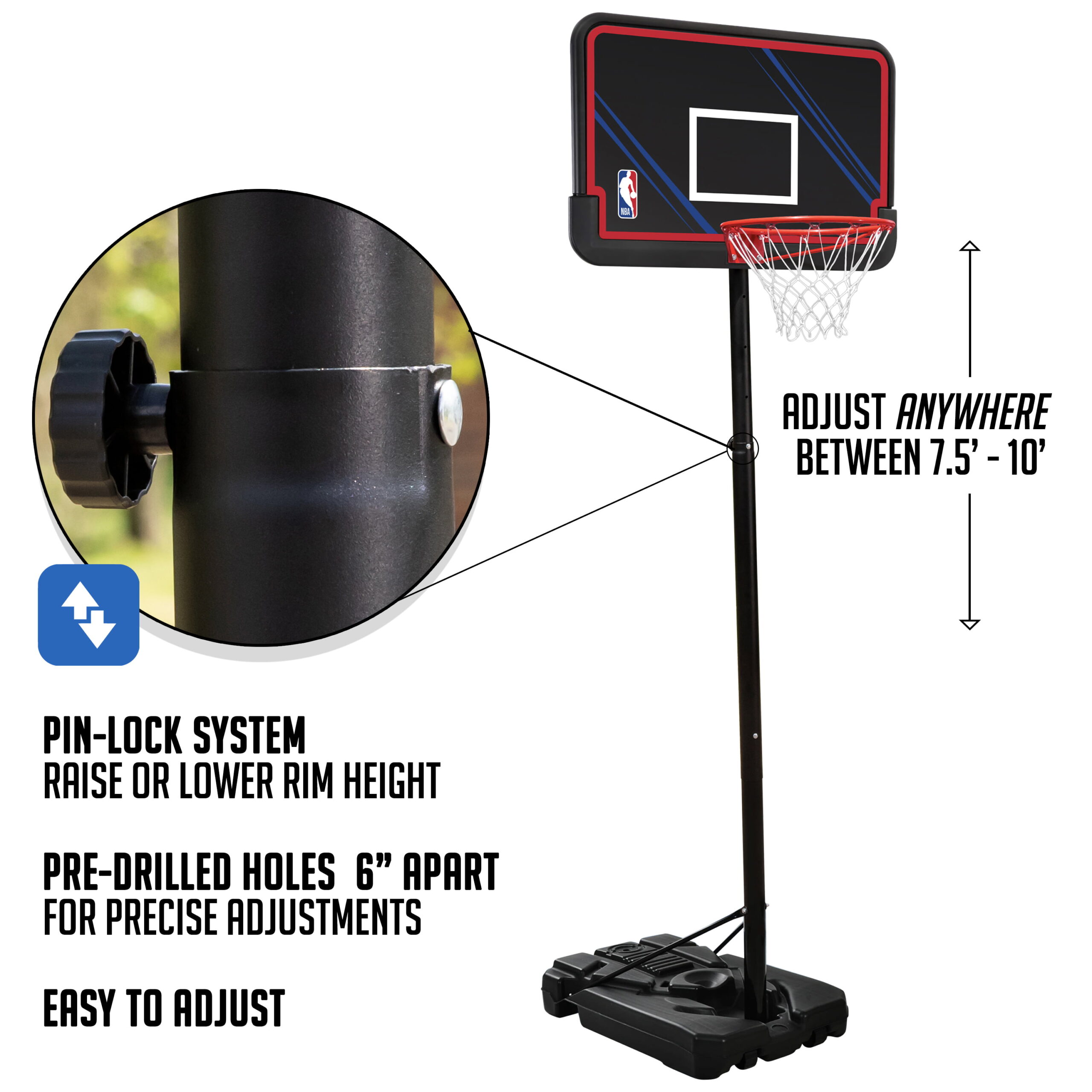 Amazon.com: Basketball Hoop Outdoor Portable Basketball Hoop, Height  Adjustable 1.35-3.05m Basketball Stand for Children and Adults, Basketball  System PVC Backboard 112x70cm : Sports & Outdoors