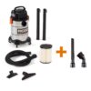 RIDGID WD6425A 6 Gallon 4.25 Peak HP Stainless Steel Wet/Dry Shop Vacuum with Filter, Locking Hose and Six Accessories