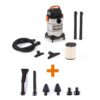 RIDGID WD6425B 6 Gal. 4.25-Peak HP Stainless Steel Wet/Dry Shop Vacuum with Filter, Hose, Accessories and Car Cleaning Attachment Kit