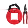 Milwaukee 48-22-4195-48-22-3078 100 ft. Polyester Fish Tape with Flexible Metal Leader with 7-in-1 Combination Wire Strippers Pliers