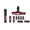 Milwaukee 2115-21-2161-21 600 Lumens LED REDLITHIUM USB Low-Profile Hard Hat Headlamp w/1100 Lumens LED USB Twist Focus Flashlight (2-Pack)