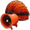 VEVOR XK12C5MGDGYFJ0001V1 Utility Blower Fan 12 in. 2295 CFM Portable Ventilation Fan with 16 ft. Duct Hose 520 Watt for Job Site, Orange
