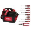Milwaukee 48-22-8315-48-22-2718-48-22-3079 15 in. PACKOUT Tote with 6-in-1 Wire Strippers Pliers and Screwdriver Set (10-Piece)