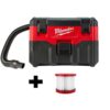 Milwaukee 0880-20-49-90-1900 M18 18-Volt 2 Gal. Lithium-Ion Cordless Wet/Dry Vacuum W/ Extra Wet/Dry HEPA Filter