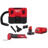 Milwaukee 0960-20-48-59-2440-2526-20 M12 FUEL 12-Volt Lithium-Ion Cordless 1.6 Gal. Wet/Dry Vacuum and Oscillating Multi-Tool with 4.0 Ah Battery and Charger