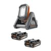 RIDGID AC8400802P-R8694620B 18V 2.0 Ah Compact Lithium-Ion Batteries (2-Pack) with 18V Cordless Flood Light with Detachable Light