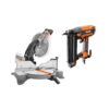 RIDGID R4123-R213BNF 15 Amp Corded 12 in. Dual Bevel Miter Saw with LED and Pneumatic 18-Gauge 2-1/8 in. Brad Nailer with Tool Bag