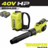 RYOBI RY404180 40V HP Brushless Whisper Series 190 MPH 730 CFM Blower and Backpack Battery w/ (2) 6.0 Ah Batteries & Charger