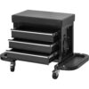 Torin APD2018B 3-Drawer 26.5 in. Rolling Mechanic Creeper Seat with 16-Slot Tool Tray