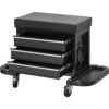 Torin APD2018R 350 lbs. 26.5 in. L 3-Drawer Rolling Mechanic Creeper Seat with 16-Slot Tool Tray