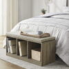 510 Design Dining  Entryway Bench Cube Storage Bench with Upholstered Seat Cushion Bedroom Brown