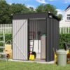 Outdoor Storage Shed, 5'x3' Small Galvanized Metal Steel Weather Resistant Garden Storage Shed W/Lockable Door, Tool Storage Shed for Backyard Garden Patio Lawn, Black