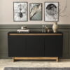 Boahaus Montresor Black Matte 29.75” x 53.38”  Sideboard, 4-Cabinets, 3 Doors