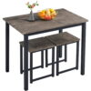 Alden Design 3pcs Industrial Dining Set, Drift Brown