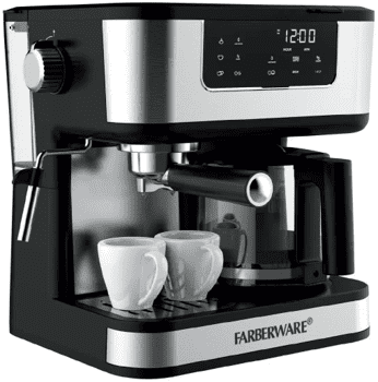 Farberware Dual Brew, 10 Cup Coffee + Espresso, Black and Stainless,  Touchscreen