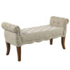 HOMCOM Traditional Style End of Bed Bench, Upholstered Bedroom Entryway Bench with Button Tufted and Rounded Arm, Beige
