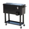 Outdoor 80 Quart Portable Rolling Patio Steel Party Cooler Cart Ice Chest Black