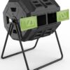 EJWOX 2021 Upgraded Tumbling Composter with Compost Thermometer - Dual Chamber Garden Compost Bin(43 Gal, Green)
