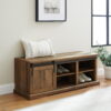 Woven Paths Dorset Grooved Sliding Barn Door Storage Bench, Reclaimed Barnwood