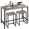 SMILE MART 3pcs Industrial Wooden Dining Table Set, Gray