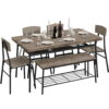 Easyfashion Dining Table Set with 4 Chairs and 1 Bench, Drift Brown