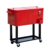 Outsunny 80 QT Rolling Ice Chest Portable Patio Party Drink Cooler Cart - Red, Steel, Outdoor