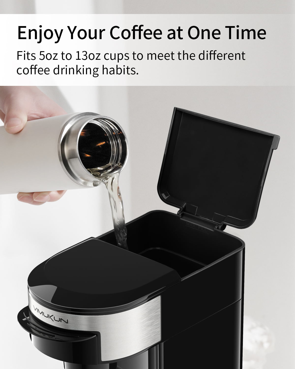 VIMUKUN Single Serve Coffee Maker for K-Cup Pod and Ground Coffee