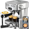Geek Chef Espresso Machines, 20 Bar Espresso Maker for home, Latte & Cappuccino Maker with Milk Frother Steam Wand, Stainless steel