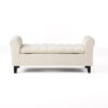 Berggren Ivory Velvet Armed Storage Bench