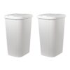 Hefty 13.3 Gallon Trash Can, Touch Top Slim Kitchen Trash Can, White, Pack of 2
