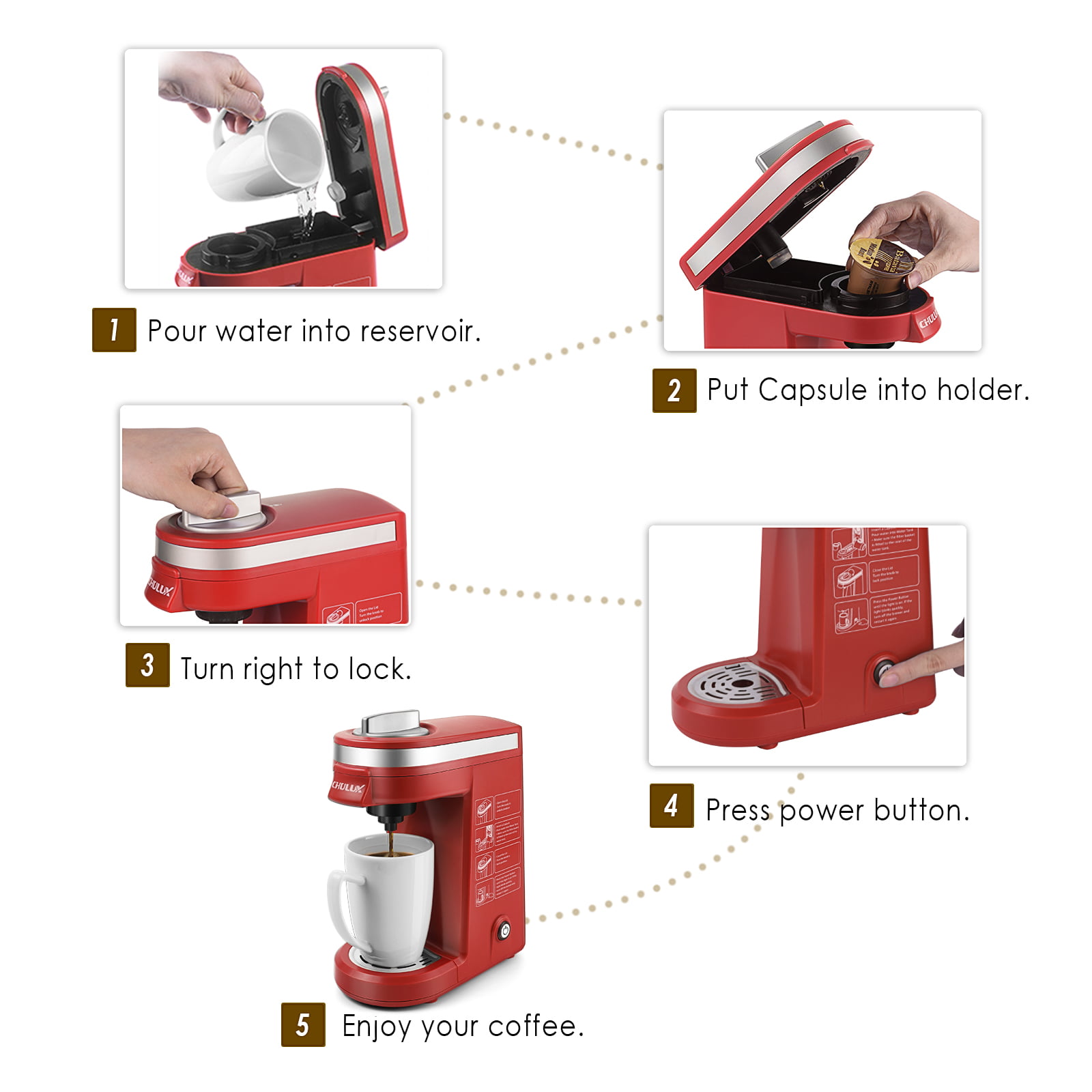 CHULUX Single Serve Coffee Maker KCUP Pod Coffee Brewer in 2023  One cup  coffee maker, Single serve coffee, Single serve coffee makers