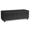Simpli Home Kingsley Large Storage Ottoman-Finish:Distressed Black,Style:Faux Air Leather
