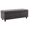 Belleze 48" Rectangular Linen Storage Ottoman Bench Footrest, Large, Dark Grey