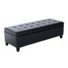 HomCom Large 51" Tufted Faux Leather Ottoman Storage Bench - Black