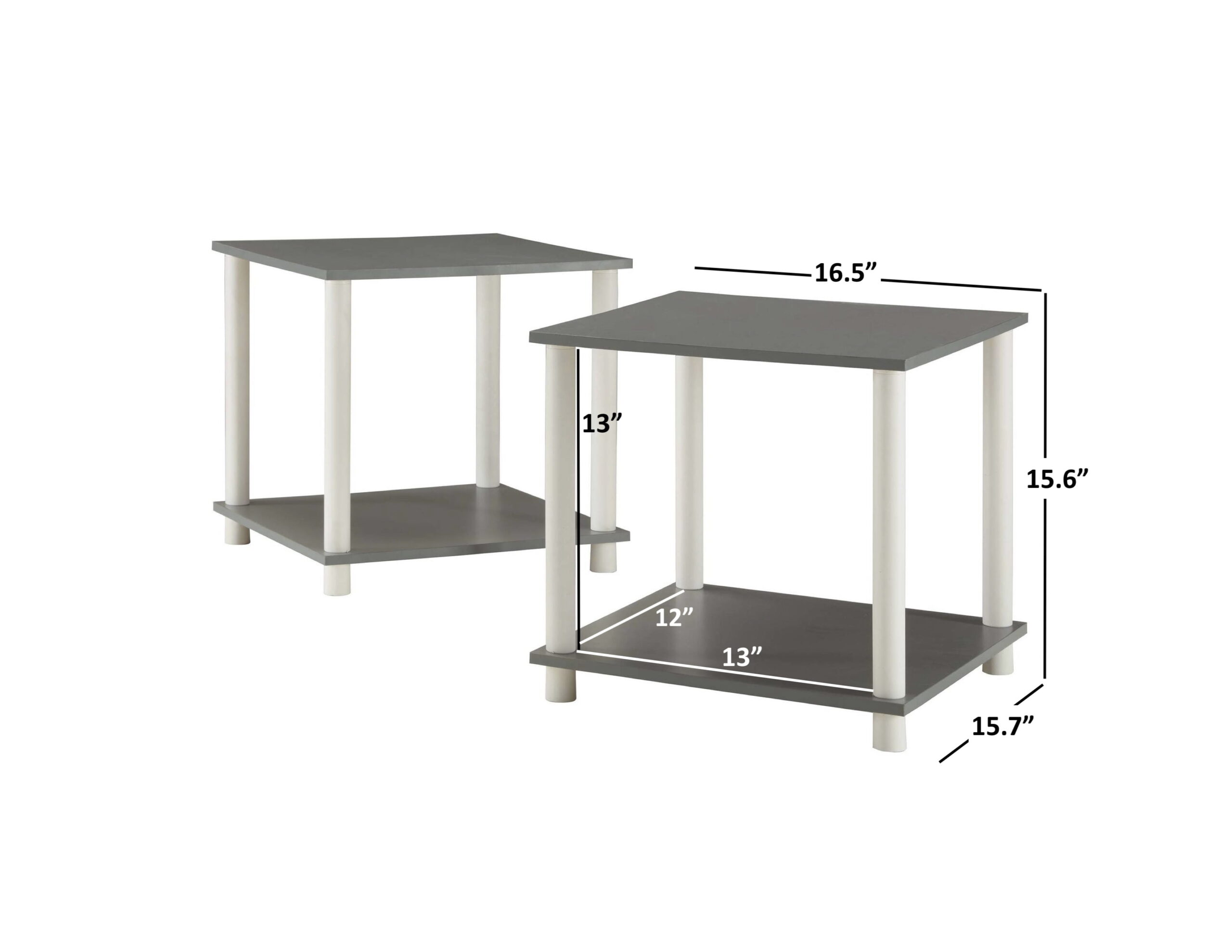Mainstays No Tools End Tables, Gray, Set of 2