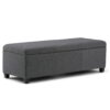 Simpli Home Avalon Storage Ottoman Bench in Slate Grey Linen Look Fabric, Slate Gray