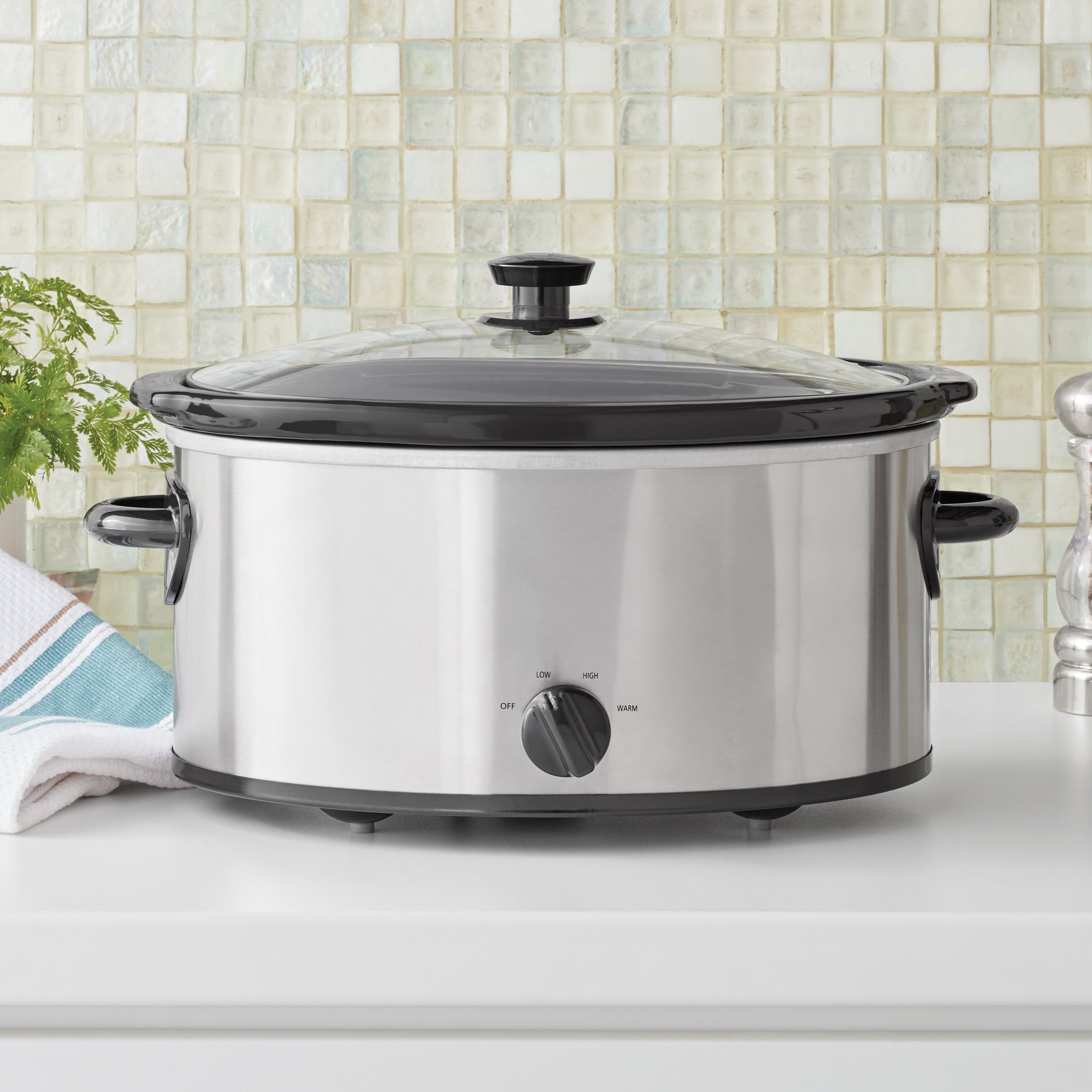 Mainstays 6QT Slow Cooker, Stainless Steel