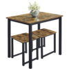 Alden Design 3pcs Industrial Dining Set, Rustic Brown