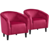 Easyfashion Tub Chair, Set of 2, Rose Red Velvet