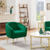 Yaheetech Velvet Channel Tufted Accent Armchair with Gold Metal Legs, Green