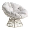OSP Home Furnishings Papasan Gray Wicker Chair with Gray Cushion, White