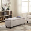 BELLEZE Button-Tufted Storage Ottoman Bench - Brentwood (Beige)