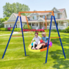 GIKPAL Swing Sets for Outside 440lbs Kids Swing Set with 1 40" Saucer Tree Swing & 1 Heavy Duty A-Frame Metal Swing Stand