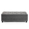 BELLEZE 48" Upholstered Faux Leather Bedroom Storage Ottoman Tufted Cushion Furniture